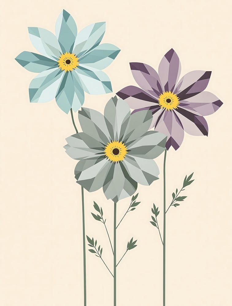 Stylized Wildflower Garden in Muted Tones