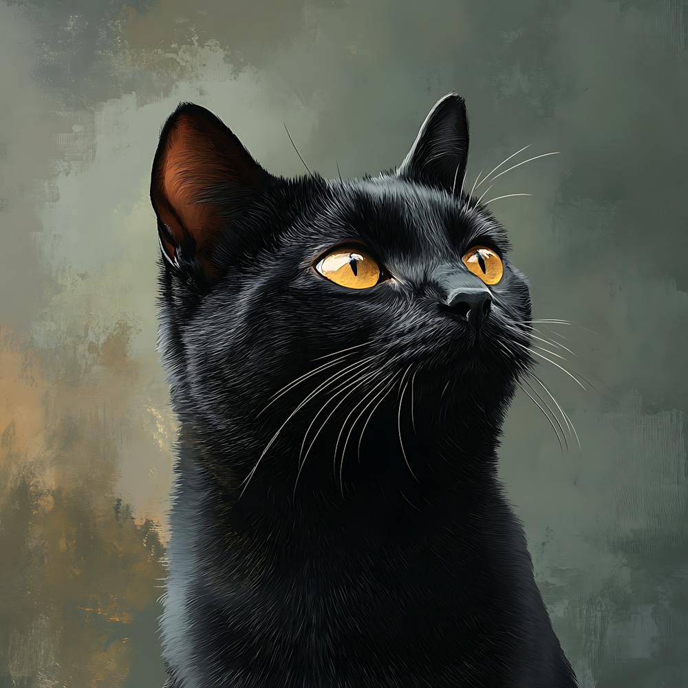 Black Cat Serene Oil Painting 10