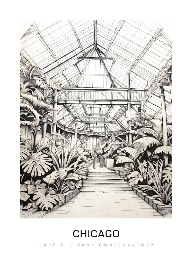 Garfield Park Conservatory 3, Chicago B&W Poster