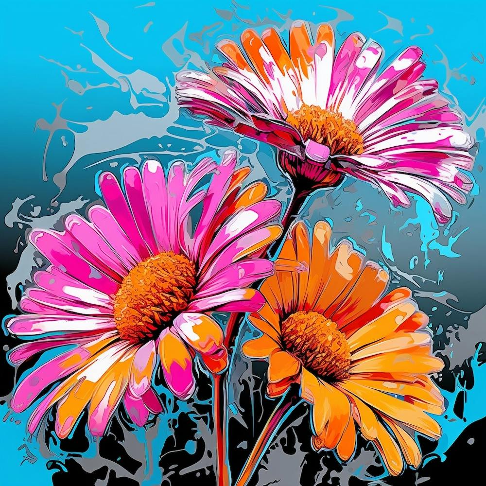 Andy Warhol Style Pop Art Flowers Everlasting Flower 1 Square