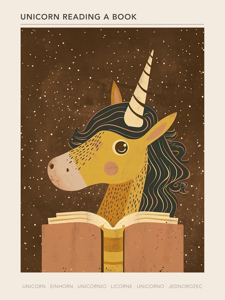 Unicorn Reading A Book Muted Pastels 5 Poster