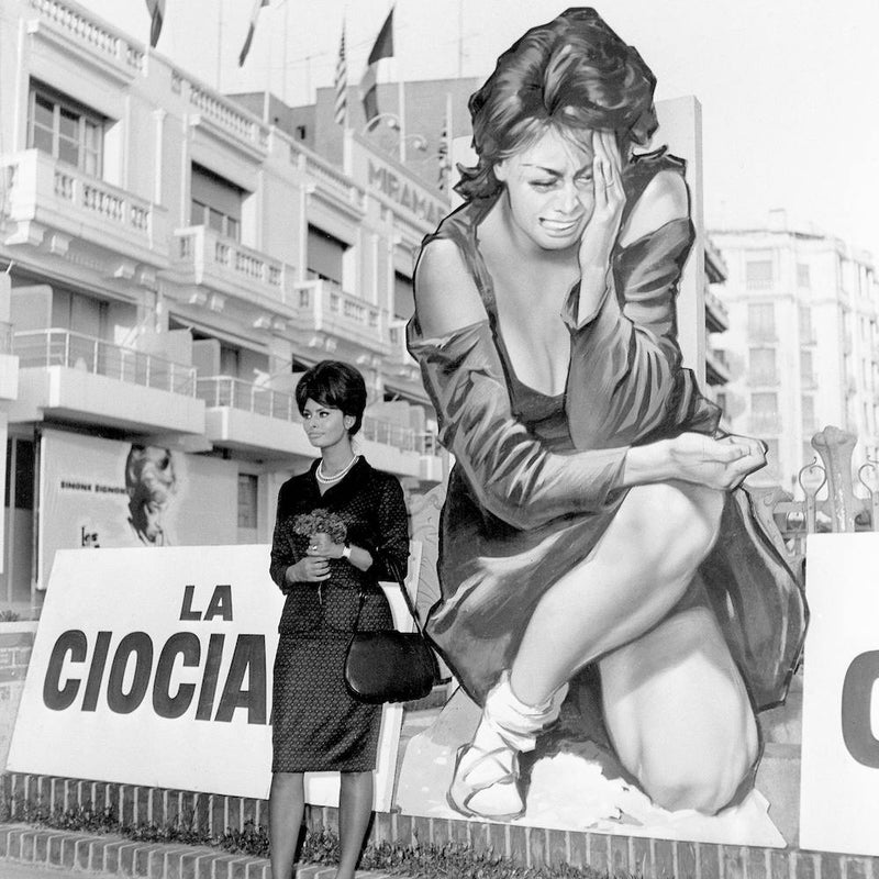 Sophia Loren In Front Of Poster Of Film La Ciociara At Cannes Film Festival