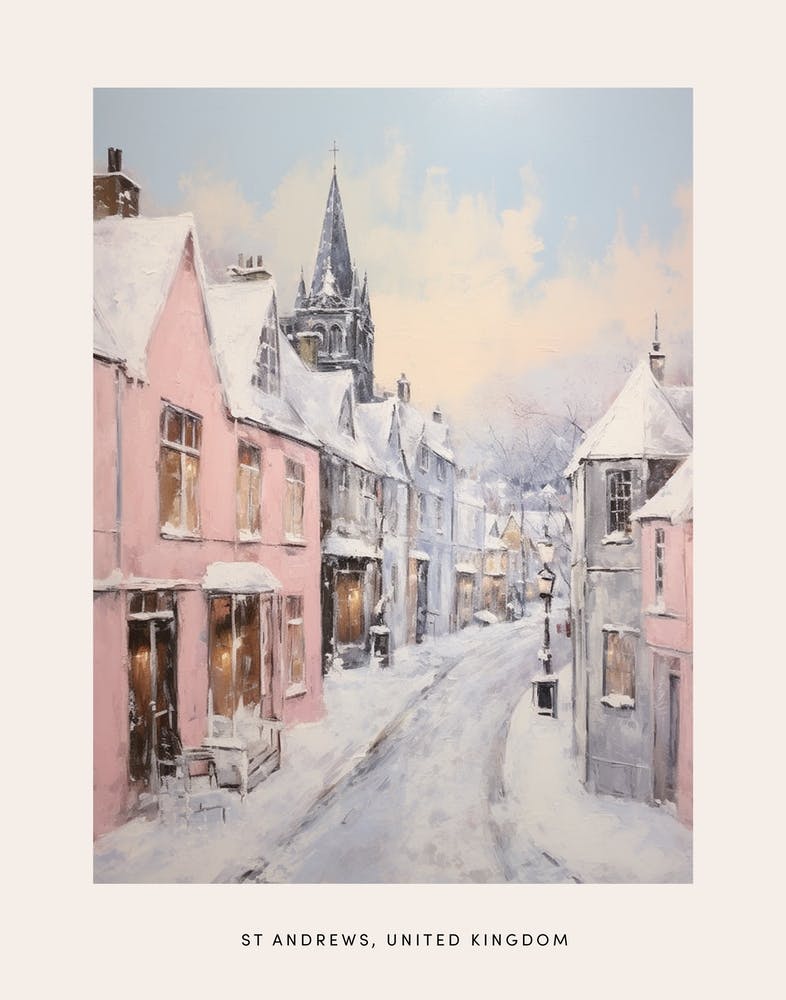 Dreamy Winter Painting Poster St Andrews United Kingdom 3