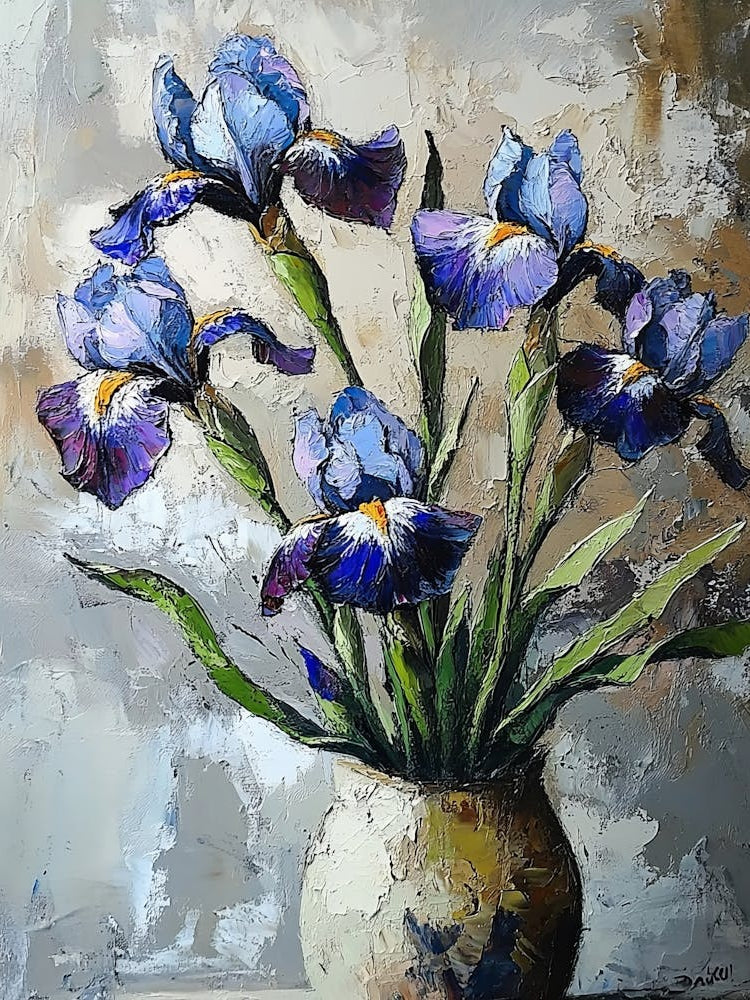 Blue Iris In A Vase