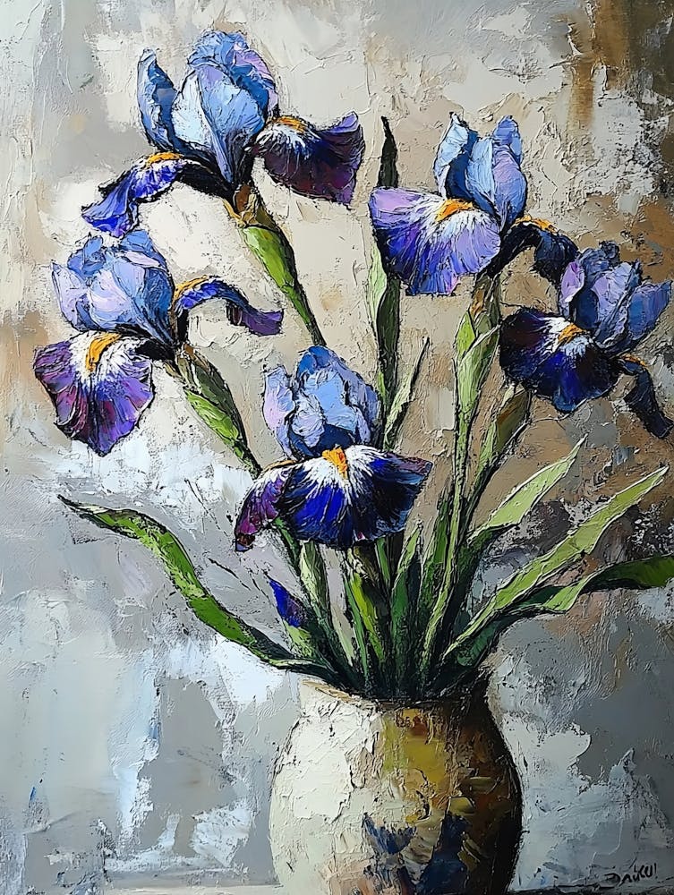 Blue Iris In A Vase