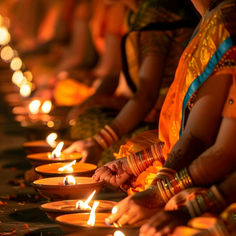 Frauen, die Diyas anzünden 1