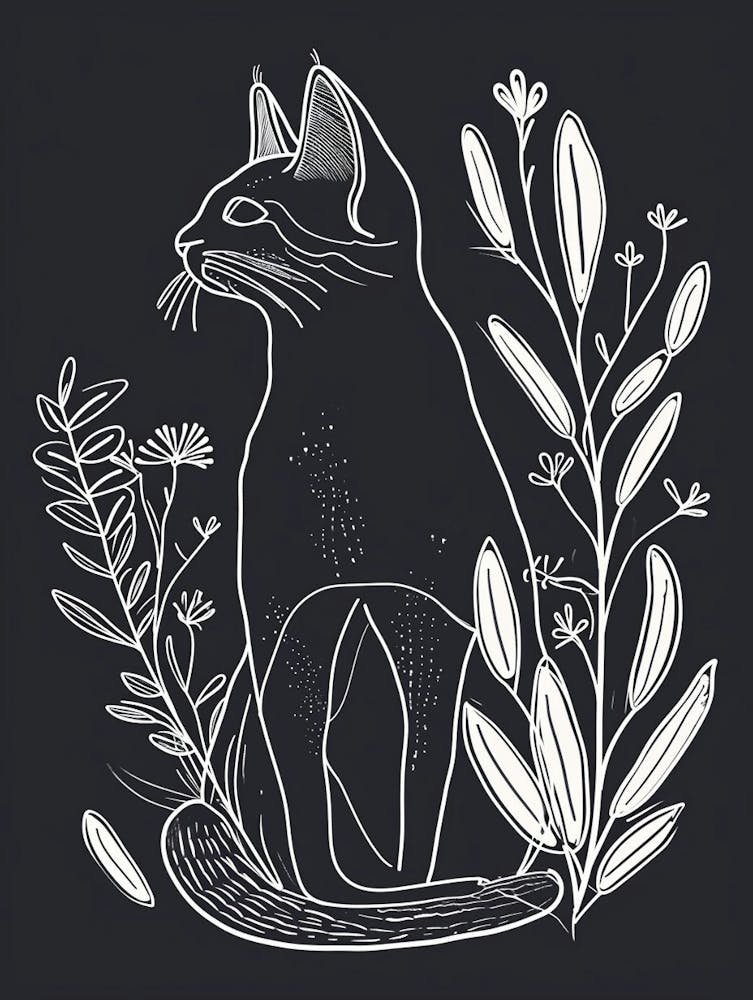 Nebelung-Katze Minimalistische Illustration 2