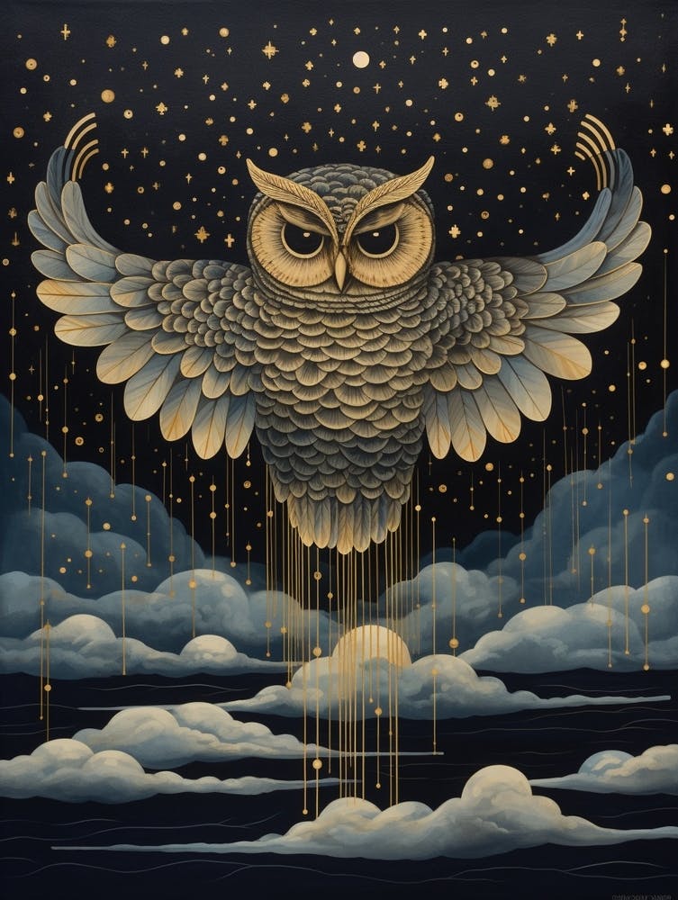 Owl 2 Gold Detail Painting