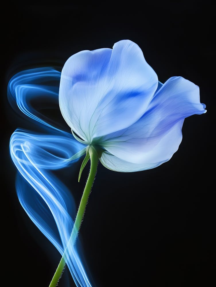 Blue Flower With Smoke
