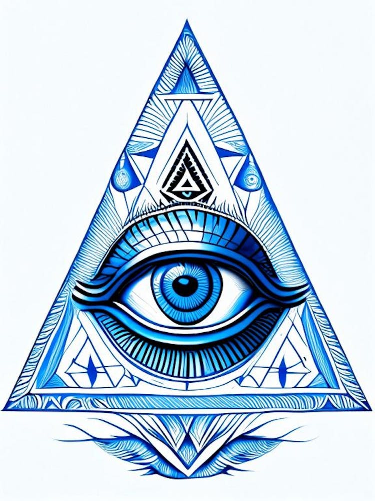 Pineal Gland, Symbol, Third Eye Blue & White 2