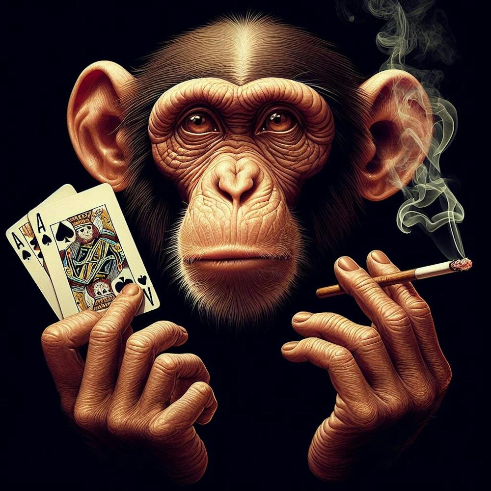 Chimpanzee Playing Cards 2