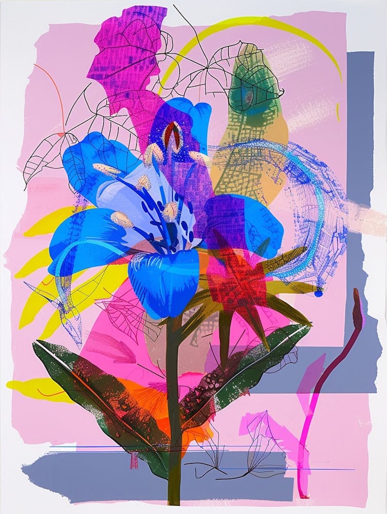 Glockenblume 3 Neon-Blumen-Collage
