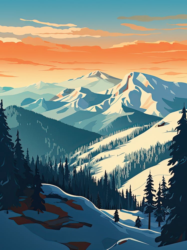 Heavenly Mountain Resort   California Nevada, Usa, Ski Resort Illustration 3 Simple Style