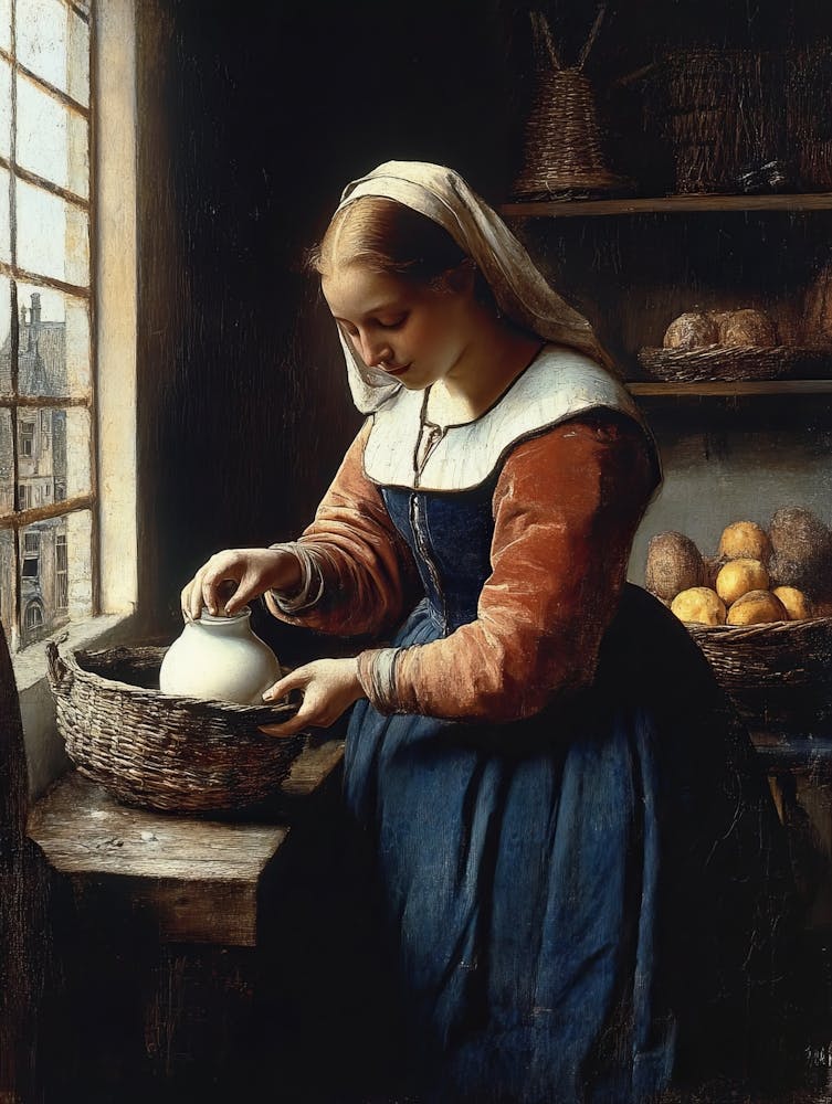 Girl With A Basket. The Milkmaid, Johannes Vermeer, Rijksmuseum, Amsterdam