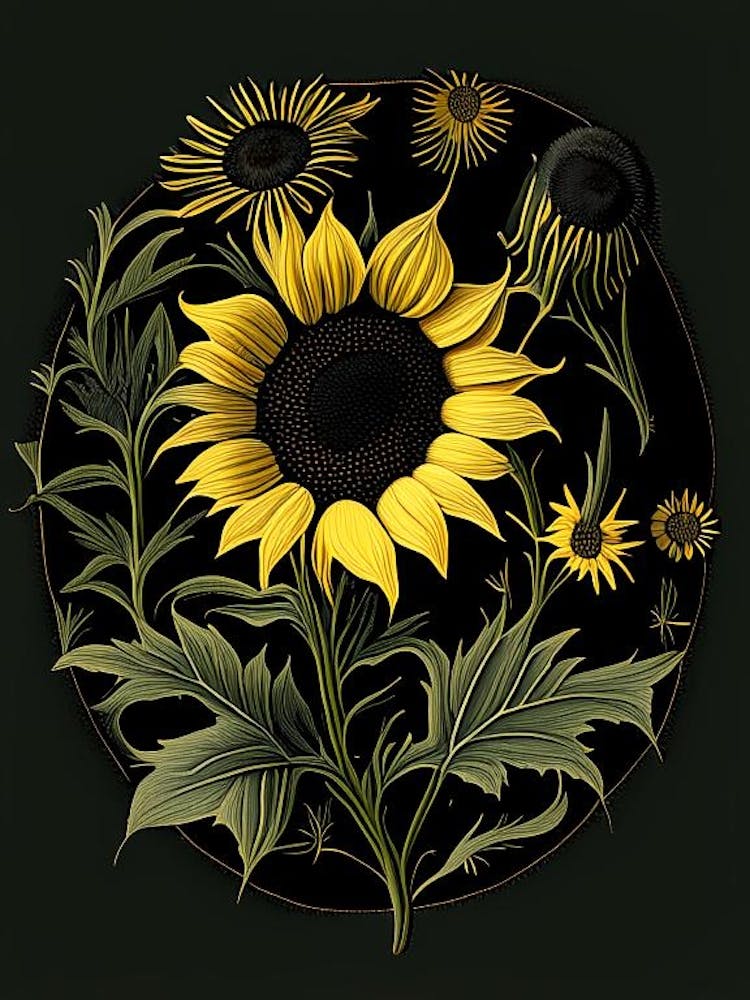 Black Eyed Susan Wildflower Vintage Botanical 2