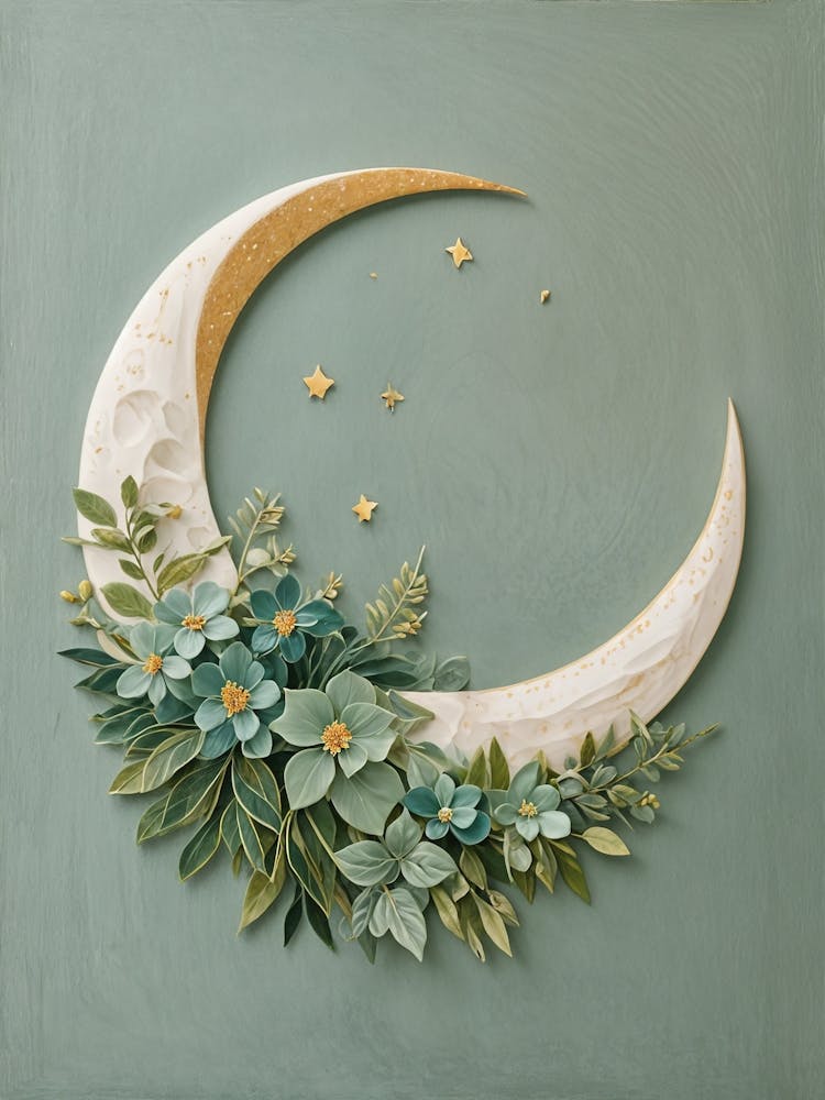 Floral Crescent Moon