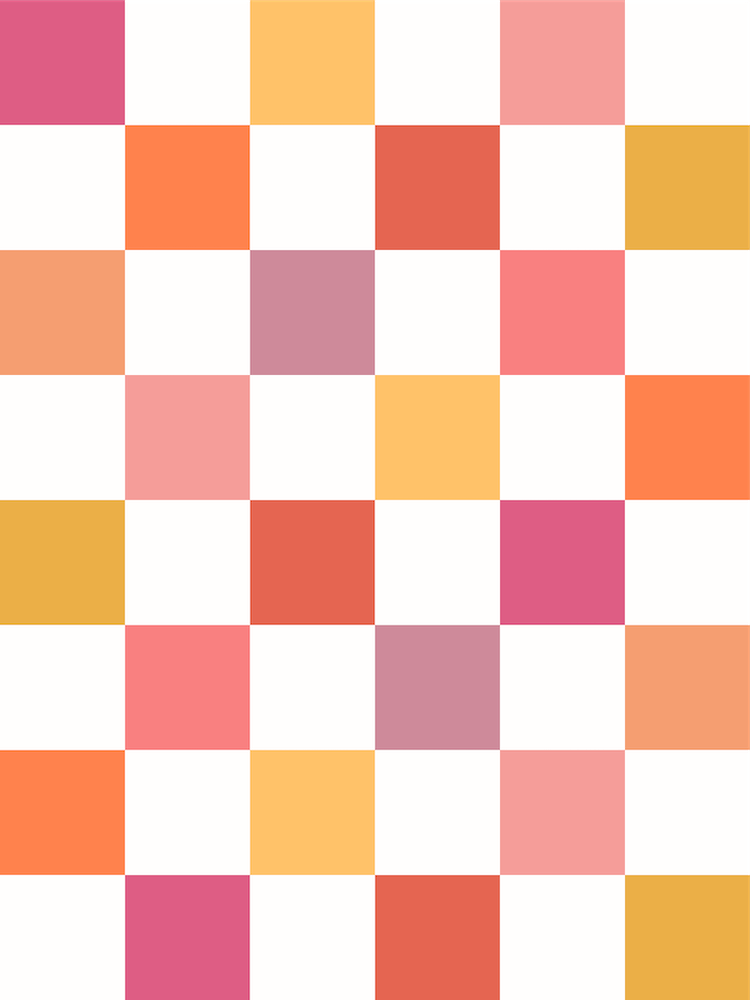 Orange, Peach and Pink Checkerboard