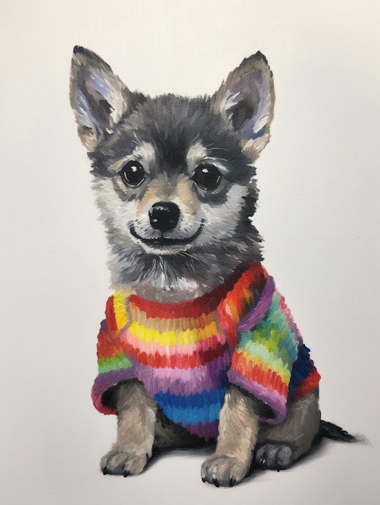 Bébé Loup portant un pull 1