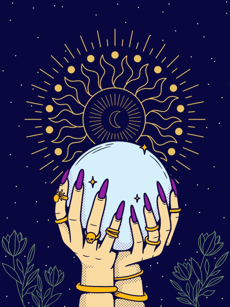 Magic Crystal Ball Astrology Wiccan Witch Poster Wall Art