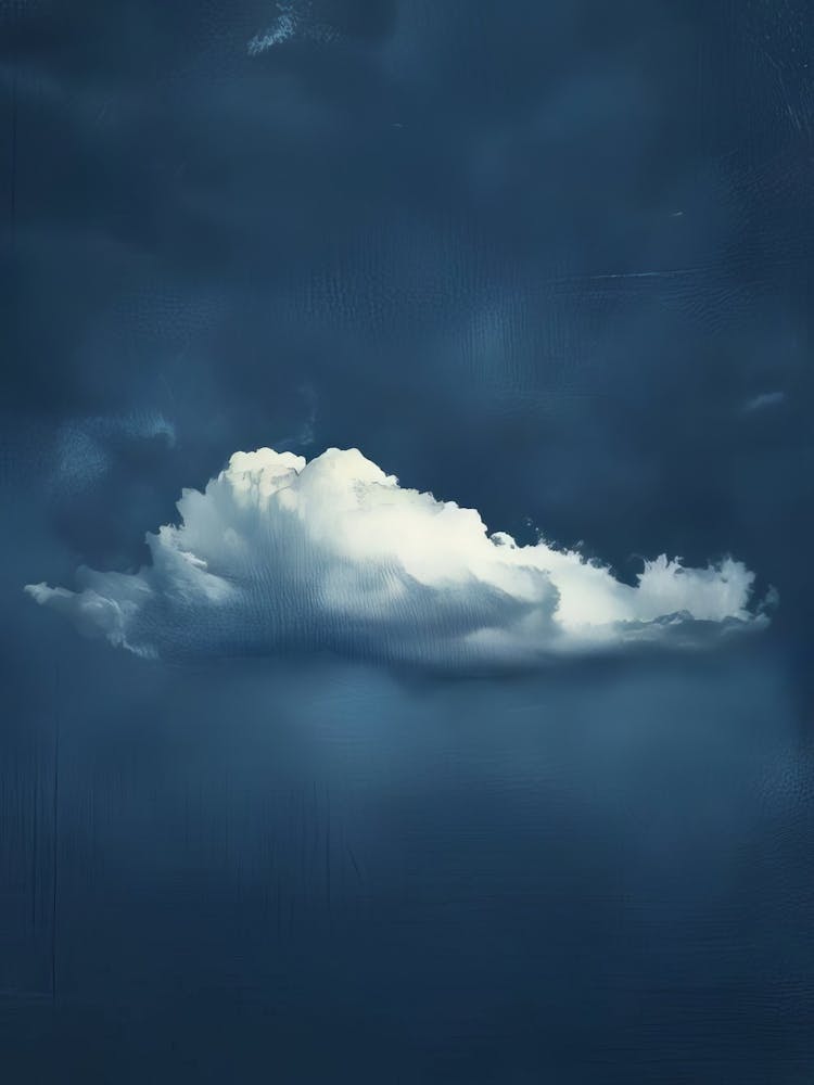 Indigo Wolken-Druck Stimmungsvolles Wolken-Gemälde Indigo Wandkunst Dunkelblauer Druck Himmel-Druck Vintage-Gemälde Gedämpfter Druck Maximalistischer Druck