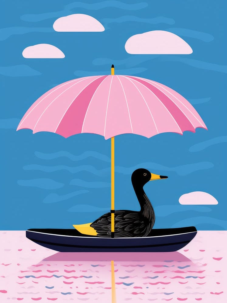 Duck In A Pink Umbrella