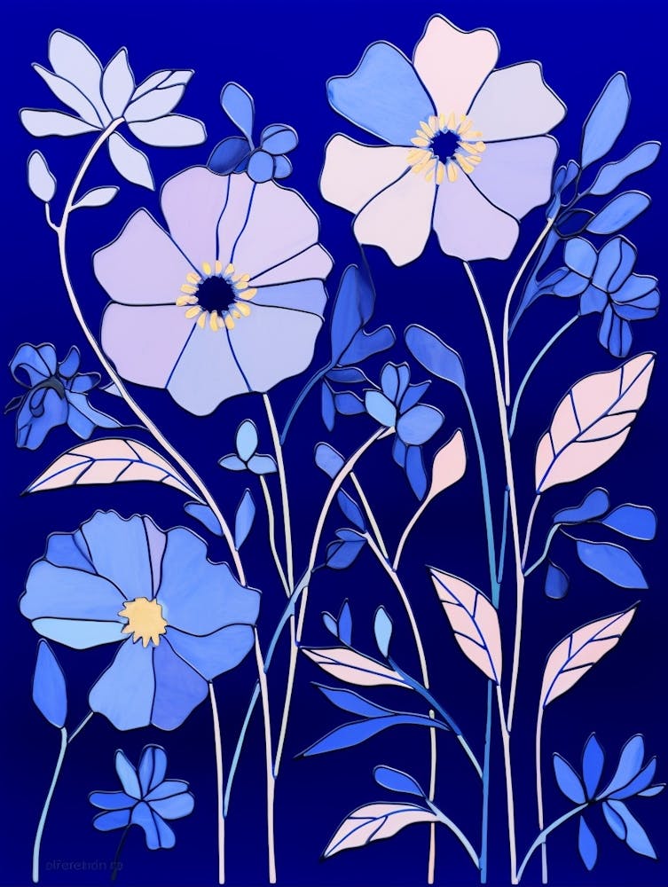 Blaue Blumenillustration Asters 4