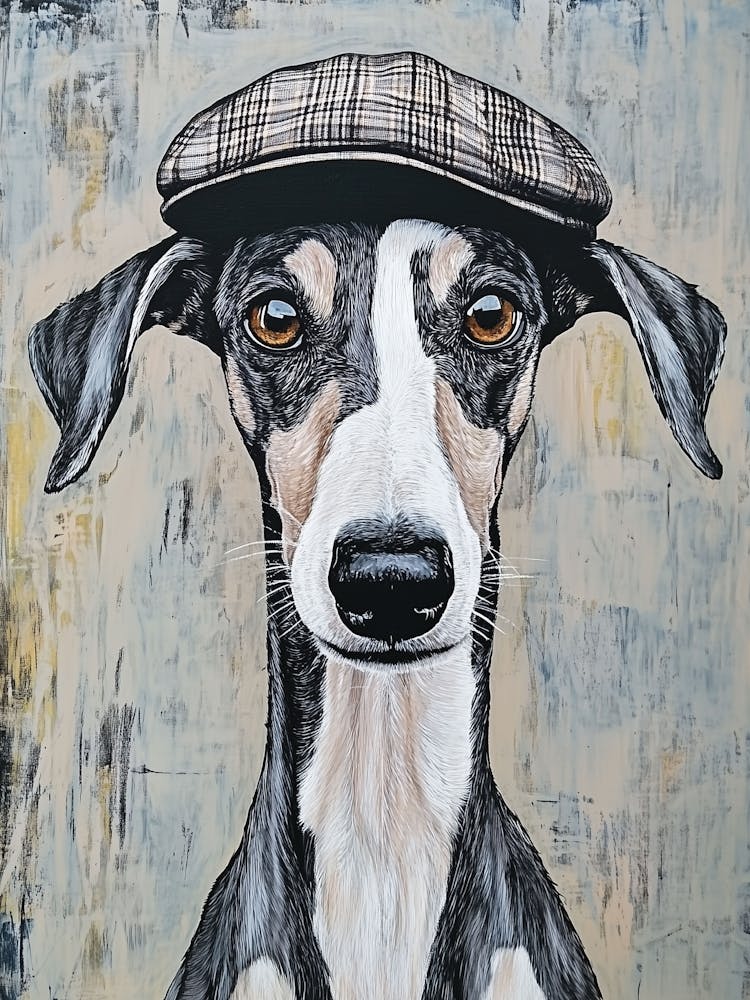 Whippet In A Flat Cap