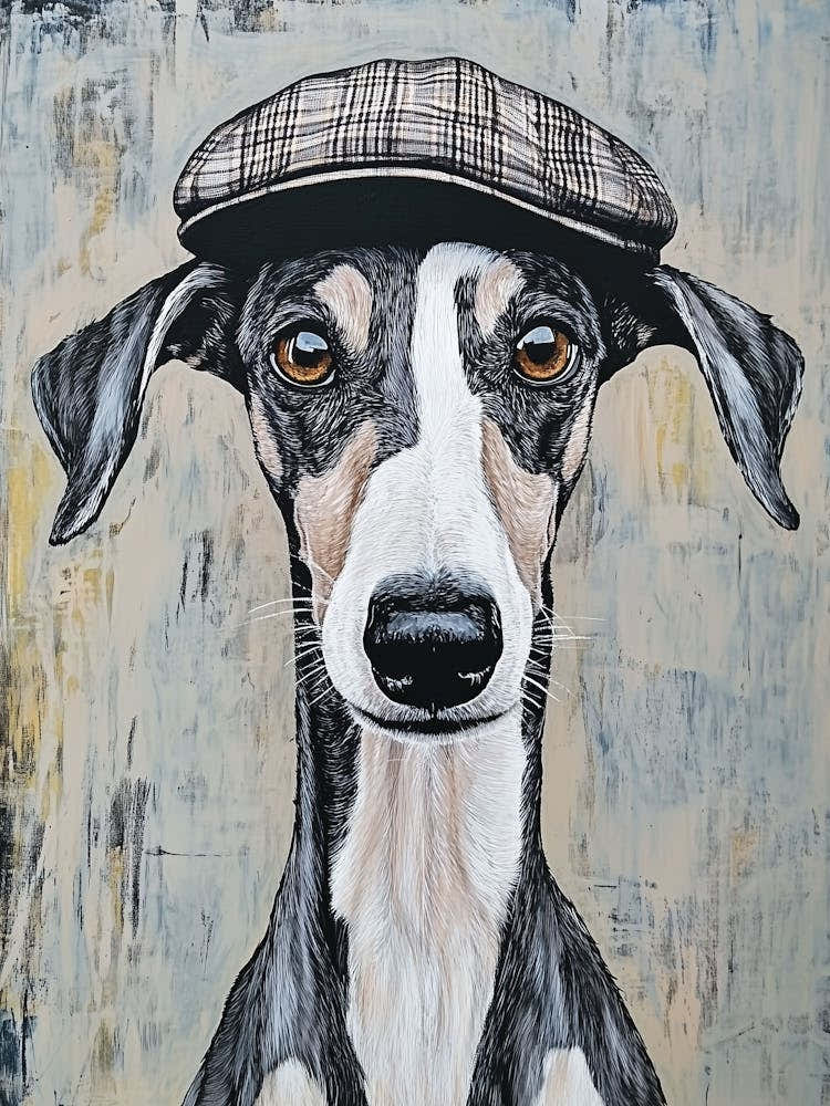 Whippet In A Flat Cap
