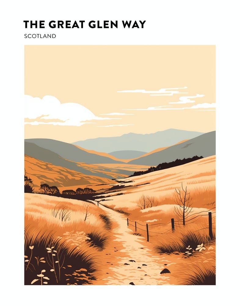 The Great Glen Way Scotland 6 Hiking Trail Landscape Poster
