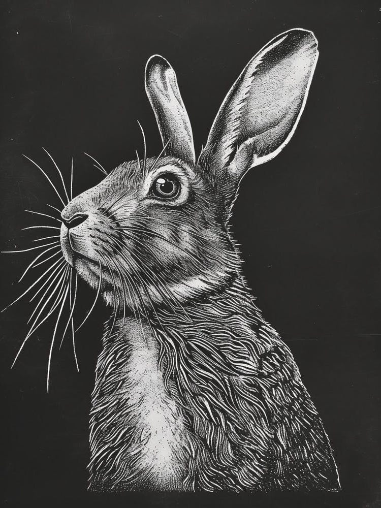 Florida White Blockprint Rabbit Illustration 5