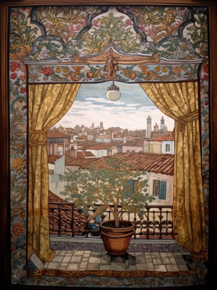 A Window View Of Venice In The Style Of Art Nouveau 2