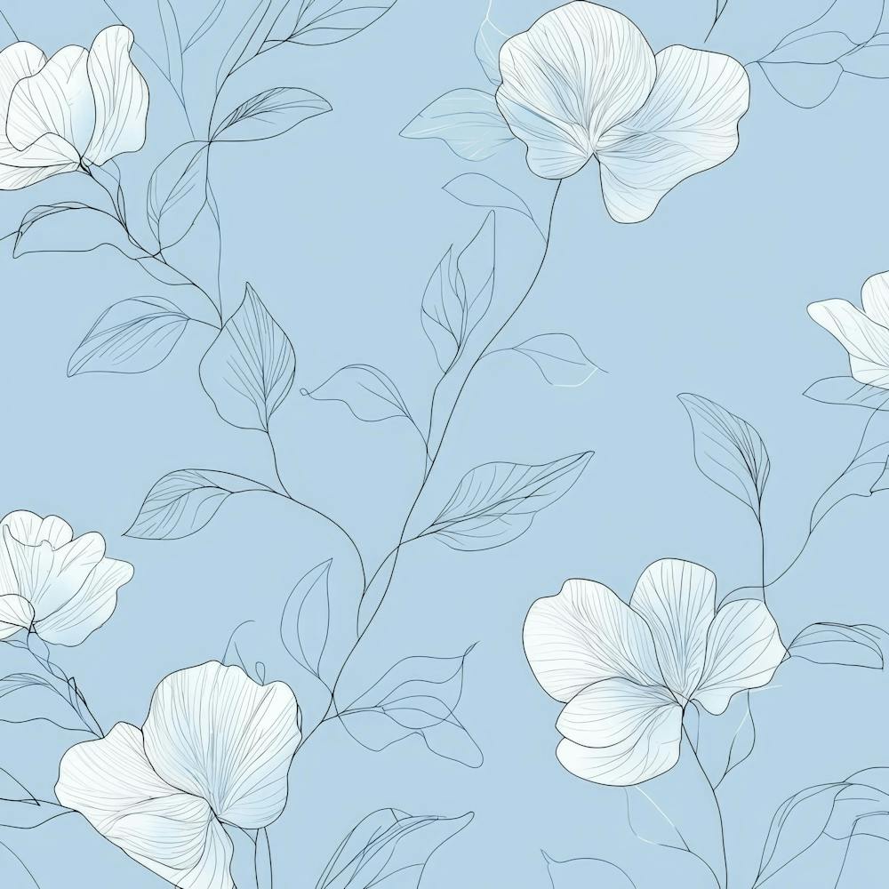 White Flowers On A Blue Background