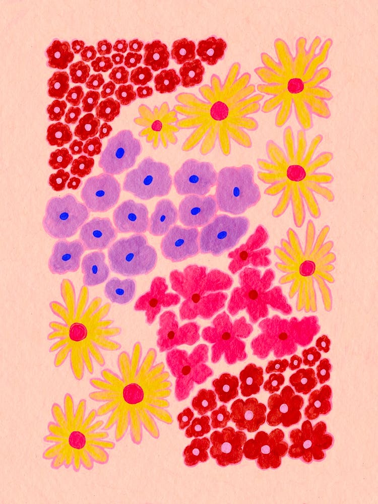 Flowers On A Pink Background