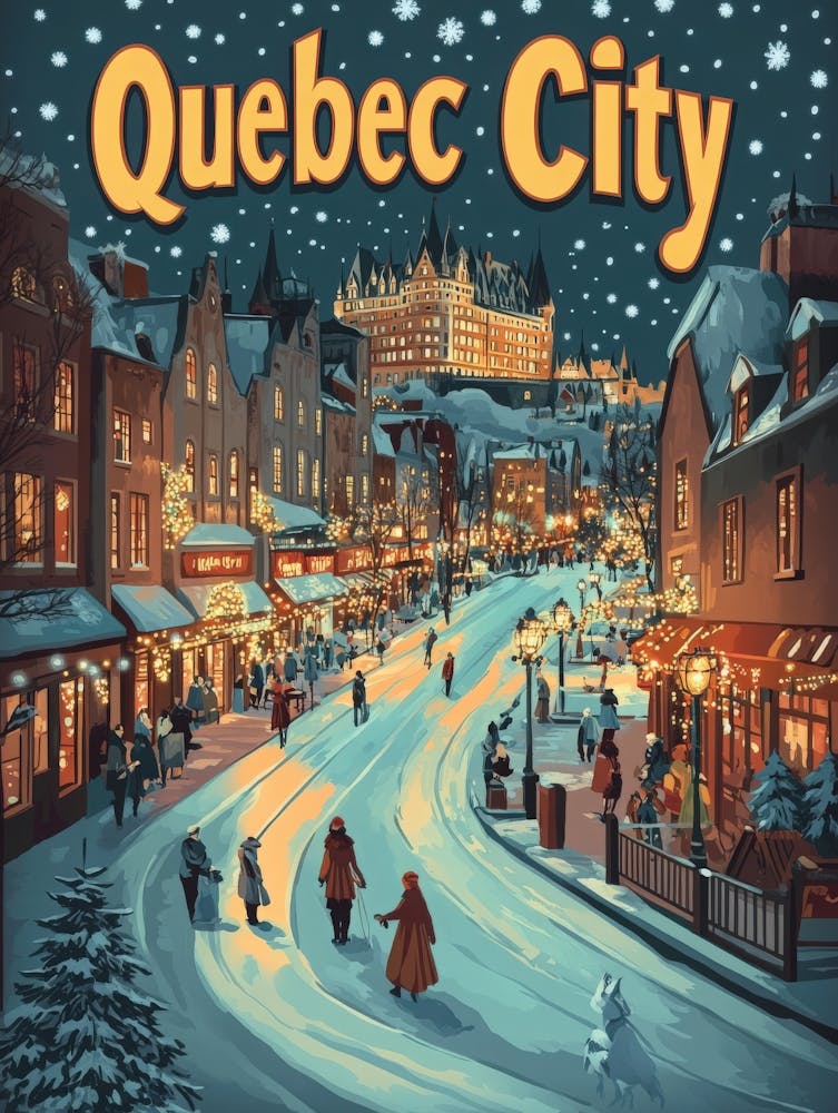 Aihrgdesign A Mid Century Modern Travel Poster For Quebec City 3
