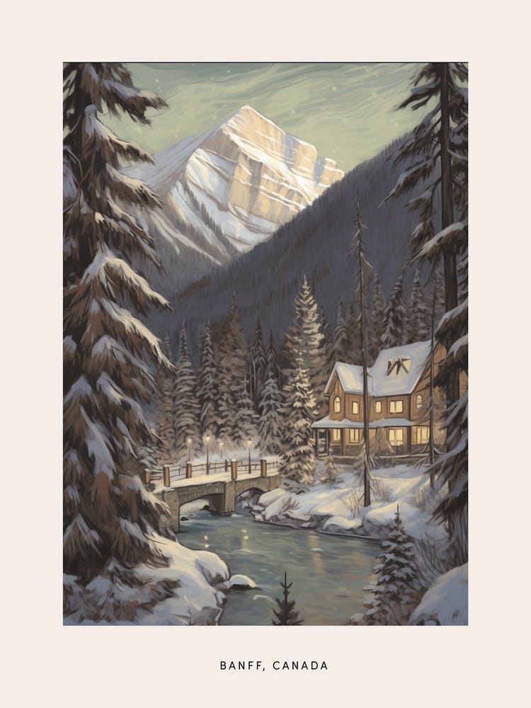 Vintage Winter Poster Banff Canada 2