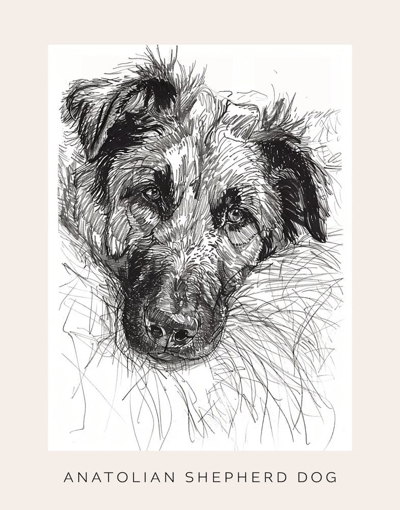 Anatolian Shepherd Dog Line Sketch 1 Poster