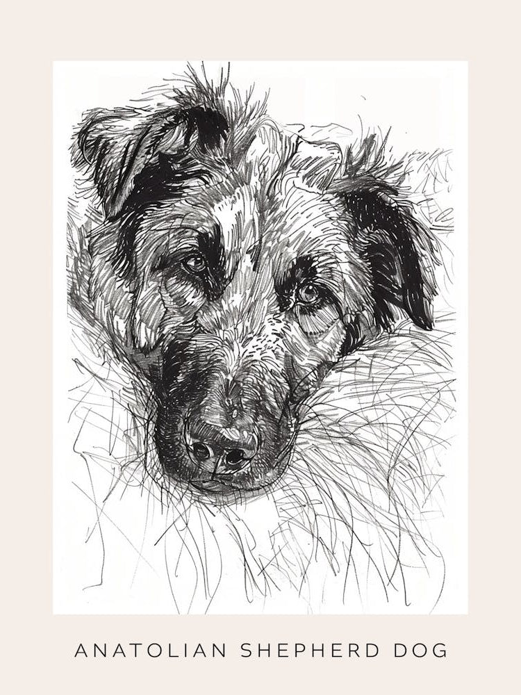 Anatolian Shepherd Dog Line Sketch 1 Poster
