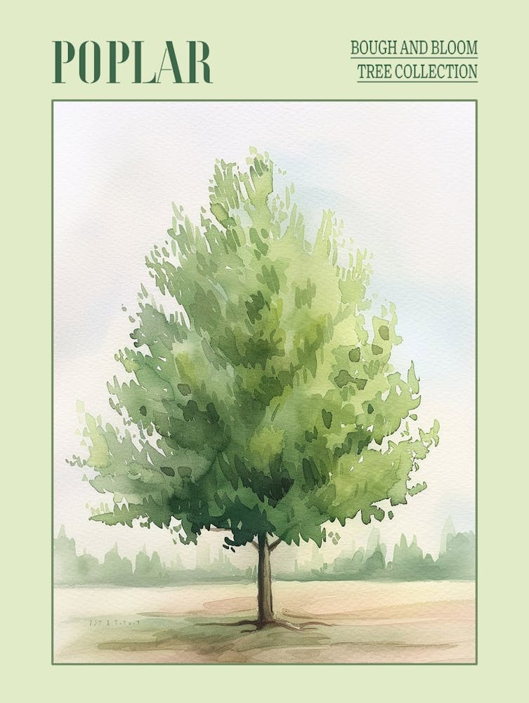 Poplar Tree Atmospheric Watercolour Painting 3 Poster
