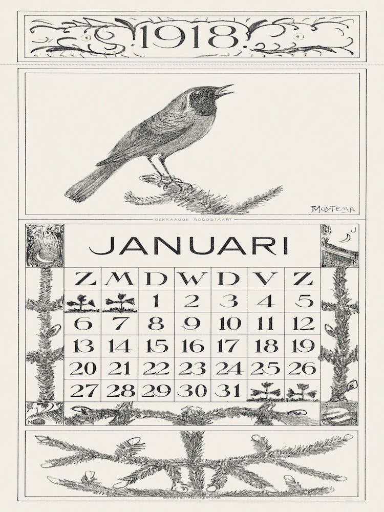 February Calendar With Crows (1971), Theo Van Hoytema