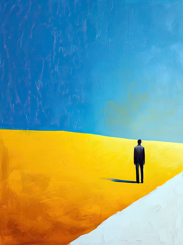 Man In A Yellow Field Minimalism
