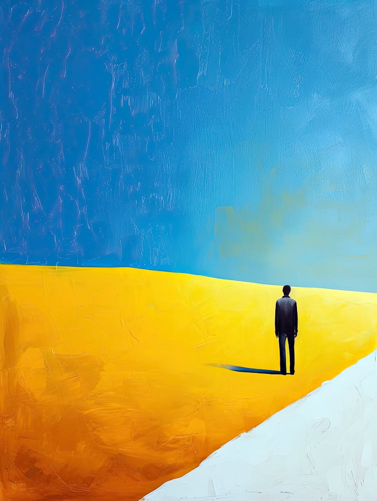 Man In A Yellow Field Minimalism