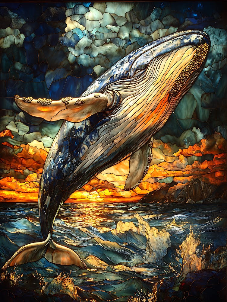 Stunning Stained Glass Whale 7