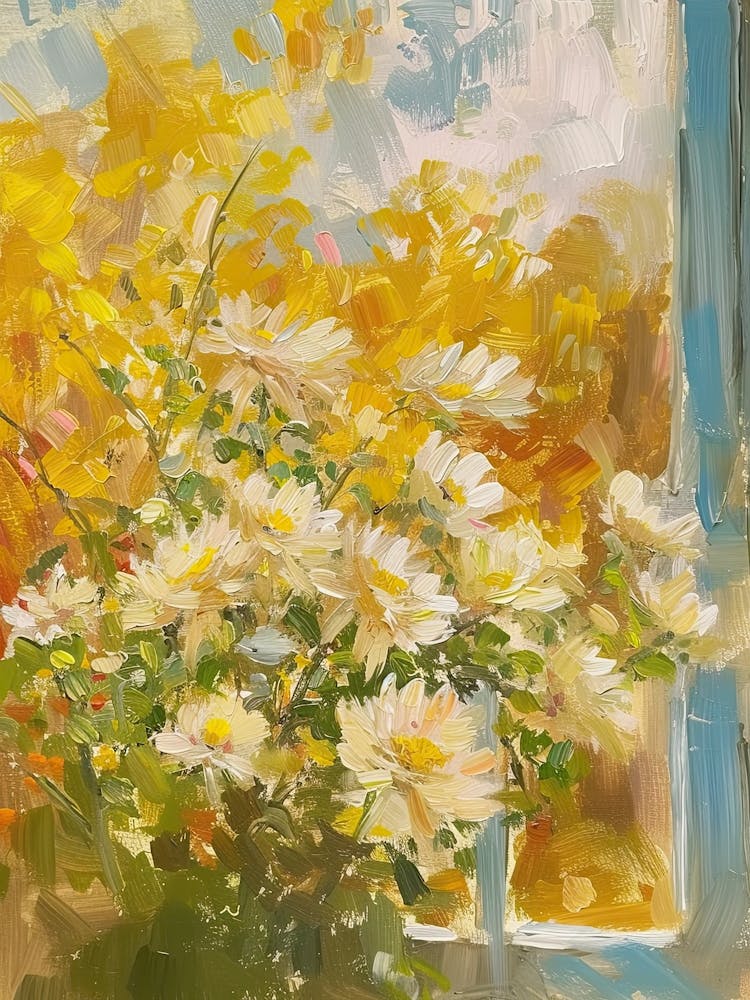 Chrysanthemum Flowers On A Cottage Window 2