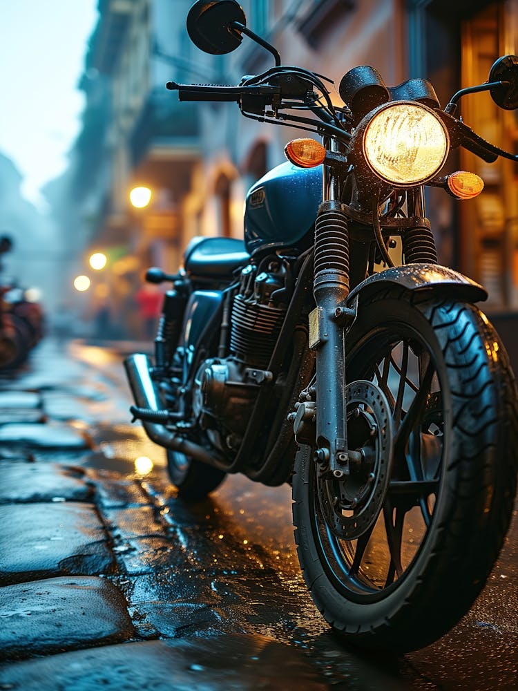 Triumph Motorcycle At Night 1
