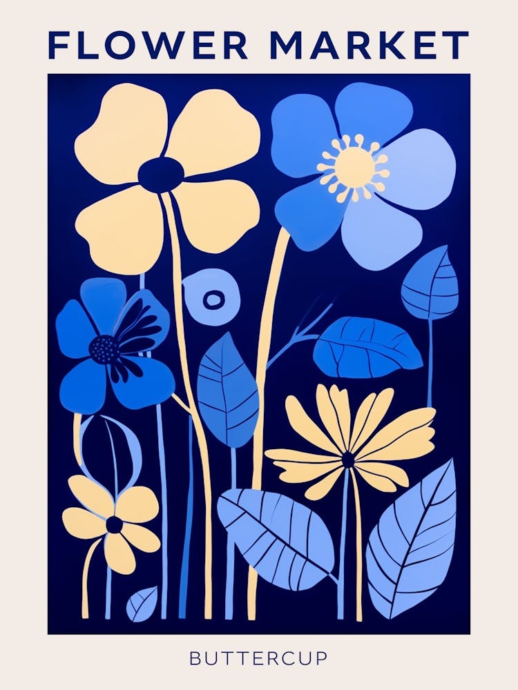 Blue Flower Market Poster Buttercup 2