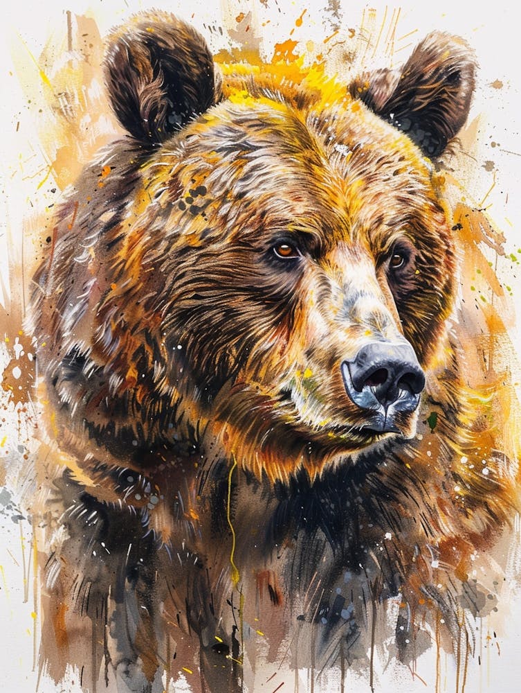 Grizzly Bear Pastel Watercolour 4