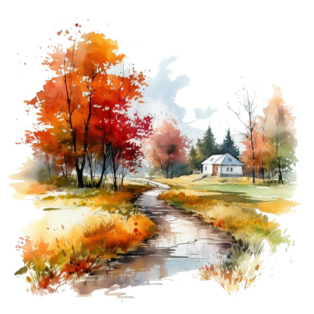 Watercolor Autumn Landscape 47
