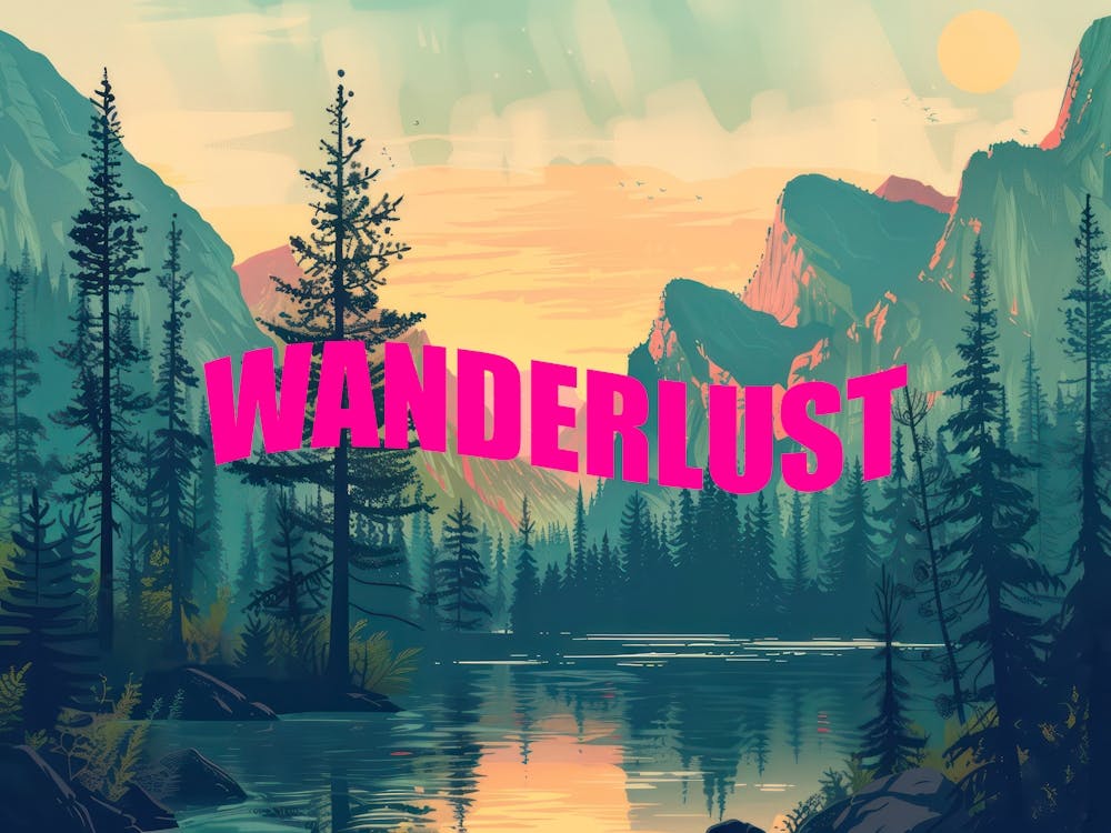 Pink Wanderlust Poster Vintage Retro Woods 2