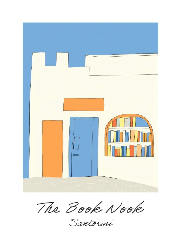 Santorini The Book Nook Pastel Colours 3 Poster
