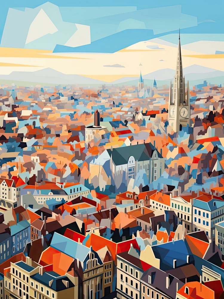 Brussels, Belgium, Geometric Illustration 4